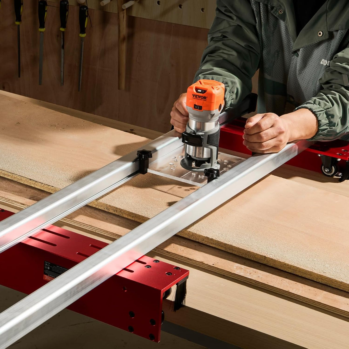 VEVOR Router sled, 60 inch, portable and adjustable plate flattening mold DIY woodworking router sled for flattening plates for wood flattening, home DIY