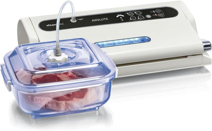Magic Vac, Axolute Vacuümmachine voor levensmiddelen, multifunctioneel, professioneel, voor vacuümzakken en koken, met krachtige motor en vacuümset, gepatenteerd, gemaakt in Italië, wit