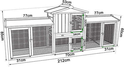 lionto by dibea Konijnenhok XXL Dierenhok voor kleine dieren Premium Konijnenvilla 212x52x85 cm