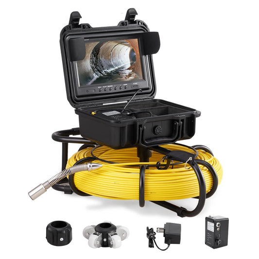 VEVOR Inspectiecamera, 120 m, 720 p, kanaalcamera, 130 graden, endoscoopcamera, 12 V, 4500 mAh, lithium-accu, 6 uur, buisinspectiecamera, IP68, voor afvalwaterkanalen, afvalwatersystemen, afvoeren