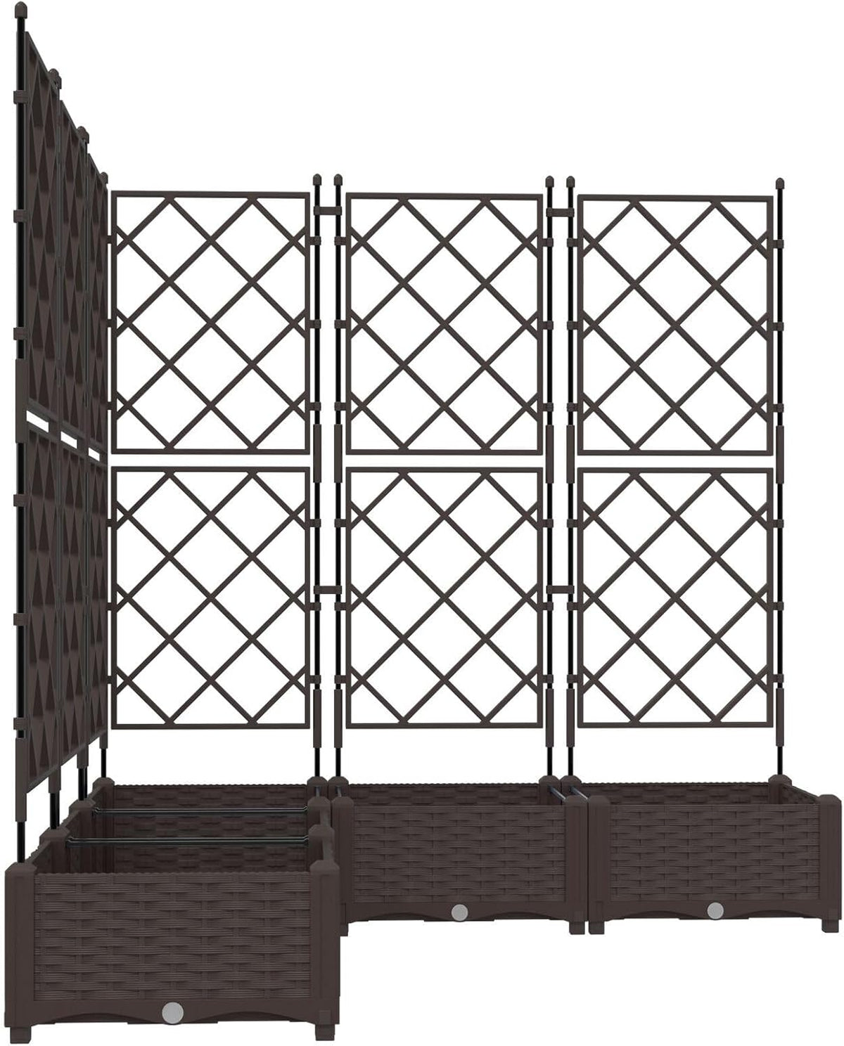 Trellis Garden Planter Set of 5 Brown 120 x 120 x 125.5 cm Height Adjustable for Balcony and Open Spaces - QUORE