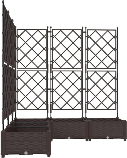 Trellis Garden Planter Set of 5 Brown 120 x 120 x 125.5 cm Height Adjustable for Balcony and Open Spaces - QUORE