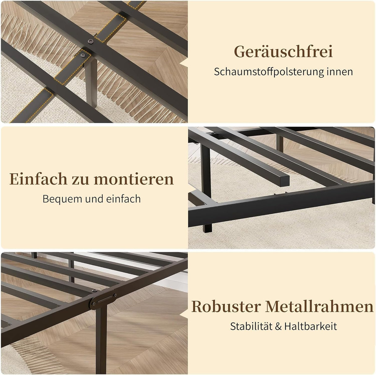 VECELO Bedframe 90 x 200 cm met houten hoofdeinde, houten metalen bed met lattenbodem, bedframe van metaal, eenpersoonsbed, jeugdbed, logeerbed, perfect voor slaapkamer, bruin