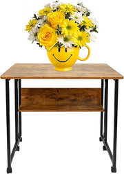 Computertafel - Computerbureau - Laptoptafel - Inklapbaar Kleine Tafel - Werktafel - Bijzettafel - met Wieltjes - Opvouwbare - IndustriëLe Stijl - voor - Thuis - Kantoor - 80 x 58 x 79 cm - Notenhout Verf