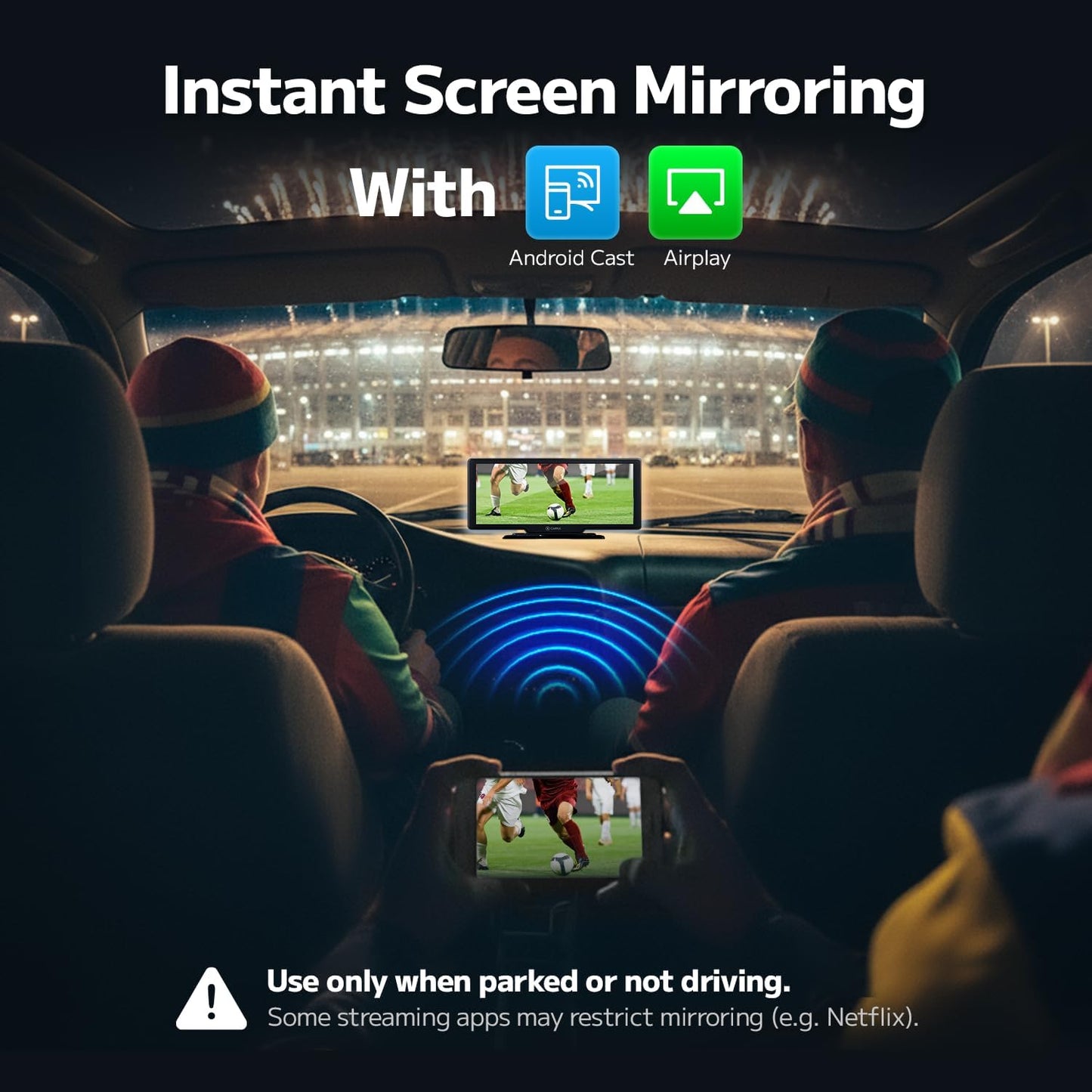 Wireless CarPlay display 10.26 inch IPS with screen mirroring Bluetooth Android Auto 4K front and 1080P rear view camera includes app for advanced features