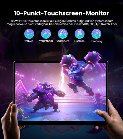 Draagbaar touchscreen, 35,6 cm, FHD 1920 x 1200 100% sRGB 16:10, draagbaar IPS-touchscreen voor computer met HDMI, VGA, DVI voor PC/PS4/R Pi/gameconsole