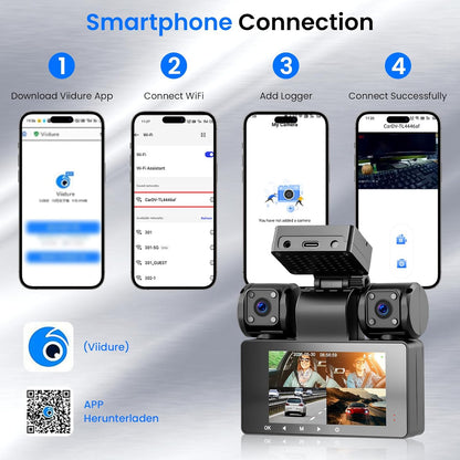 Auto Dashcam – Dashcam Auto – Autocamera – Rijcamera – Rijrecorder – 4-Camera 360° Bewaking – 2K Voorcamera Met 8 IR-Nachtzicht