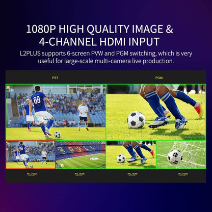 Multicamera Videoswitcher – Videomixer – Videoswitcher – Live Switcher – Videoschakelaar – 4 x HDMI Ingangen – 5,5 Inch LCD Touchscreen met PTZ Bediening en Chroma Key