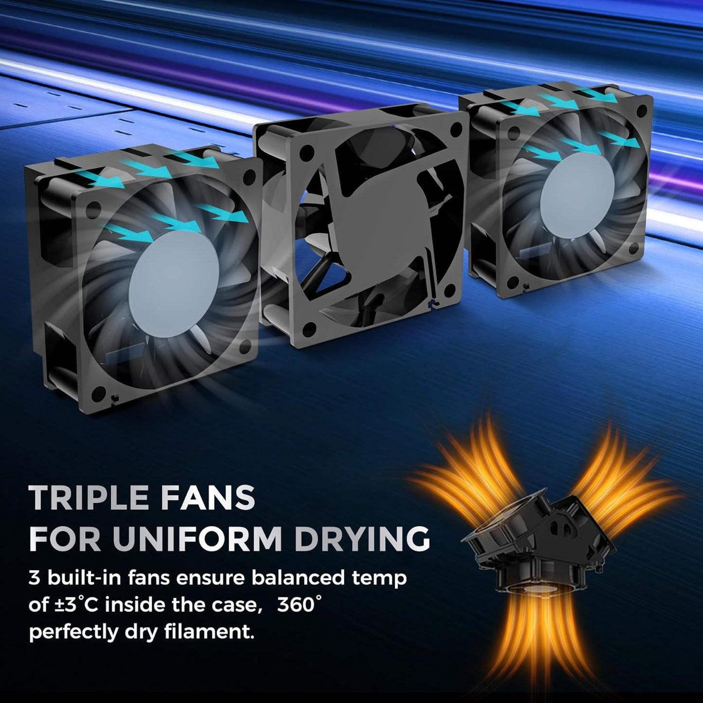Filamentdroger – Filament Droogkast – Filament Dryer – Filament Drybox – 3D-printer Accessoire – 4-Spool Capaciteit – Snelle Verwarming tot 70°C – Automatische Vochtigheidsregeling