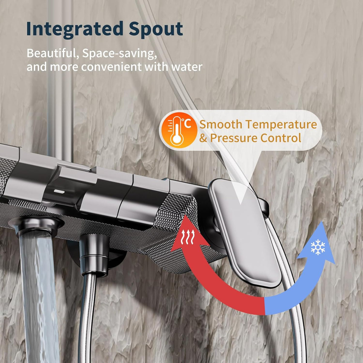 Douchesysteem – Douchepaneel – Regendouche – Handdouche – Bidetdouche – 4 Functies – Thermostatische Mengkraan – 31x20 cm Regendouchekop