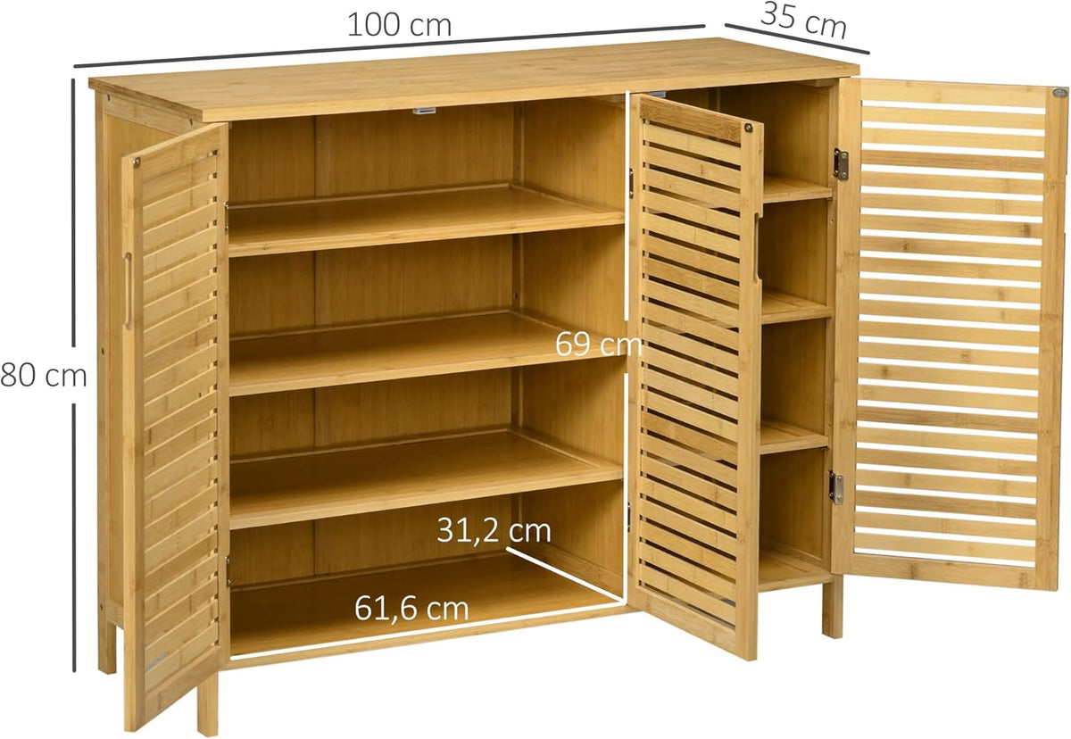 HOMCOM shoe rack, shoe storage with anti-tilt protection for up to 16 pairs of shoes, 8 shelves, 100 x 35 x 80 cm - QUORE