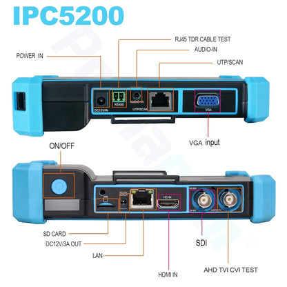 12,7 cm (5 inch) touchscreen coaxiale HD CCTV tester monitor ondersteunt 8MP AHD TVI CVI SDI & 4K IP camera & CVBS camera test, met HDMI VGA-ingang