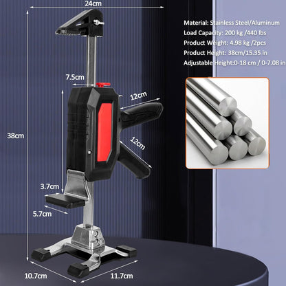 2 stuks werkbesparende armdeurgebruik, plaatlift, kastlift, klemplaten, nivelleringssysteem, 880 lbs/400 kg, voor vloeren, deuren, kastinstallatie, krik voor gipsplaten, hoogte: 38 cm