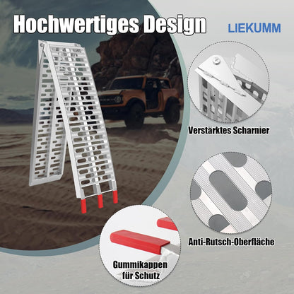 LIEKUMM Alimunium 228 cm opvouwbare oprijplaat voor SUV, motorfiets, vrachtwagen, lading, 340 kg draagkracht
