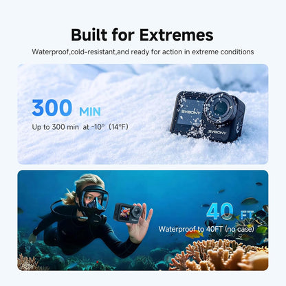 Actioncamera 4K – Actiecamera – Sportcamera – Outdoor Camera – Waterdichte Camera – Dual IPS Schermen – 30M Waterdicht Met Afstandsbediening
