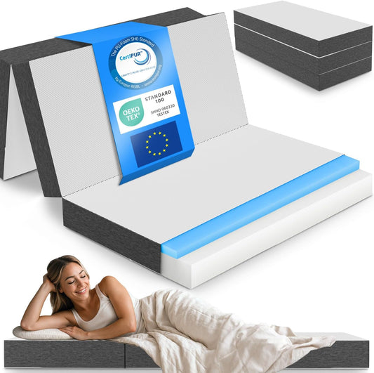 ELONEO Opvouwbaar Matras 1 Persoon, Premium Visco Schuimmatras, 120x200 cm, Dikte: 15 cm, Reisbed voor Kinderen en Volwassenen, Extra Bed voor Volwassenen en Kinderen - QUORE