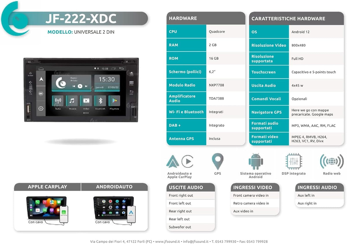 2 DIN Universele Autoradio – Inbouwradio – Multimedia Systeem – Navigatie Radio – Car Stereo – 6,2 Inch Touchscreen – Android 10 GPS Bluetooth WiFi DAB+
