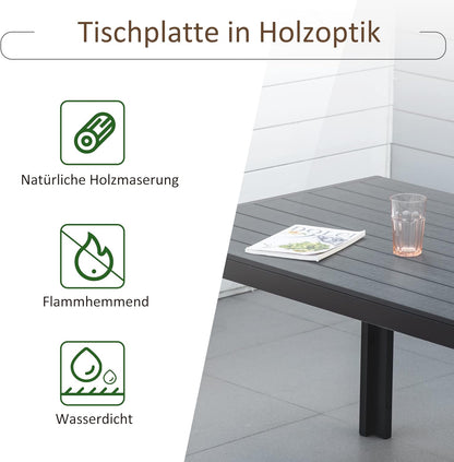 Outsunny garden table aluminum table garden terrace wood-plastic WPC Non-wood black - QUORE