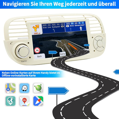 Autoradio FIAT 500 – Autoradio Multimedia – Auto Stereo – Navigatiesysteem – Inbouwradio – Android 13 Systeem – 7 Inch IPS Touchscreen – GPS Navigatie Met Offline Kaarten