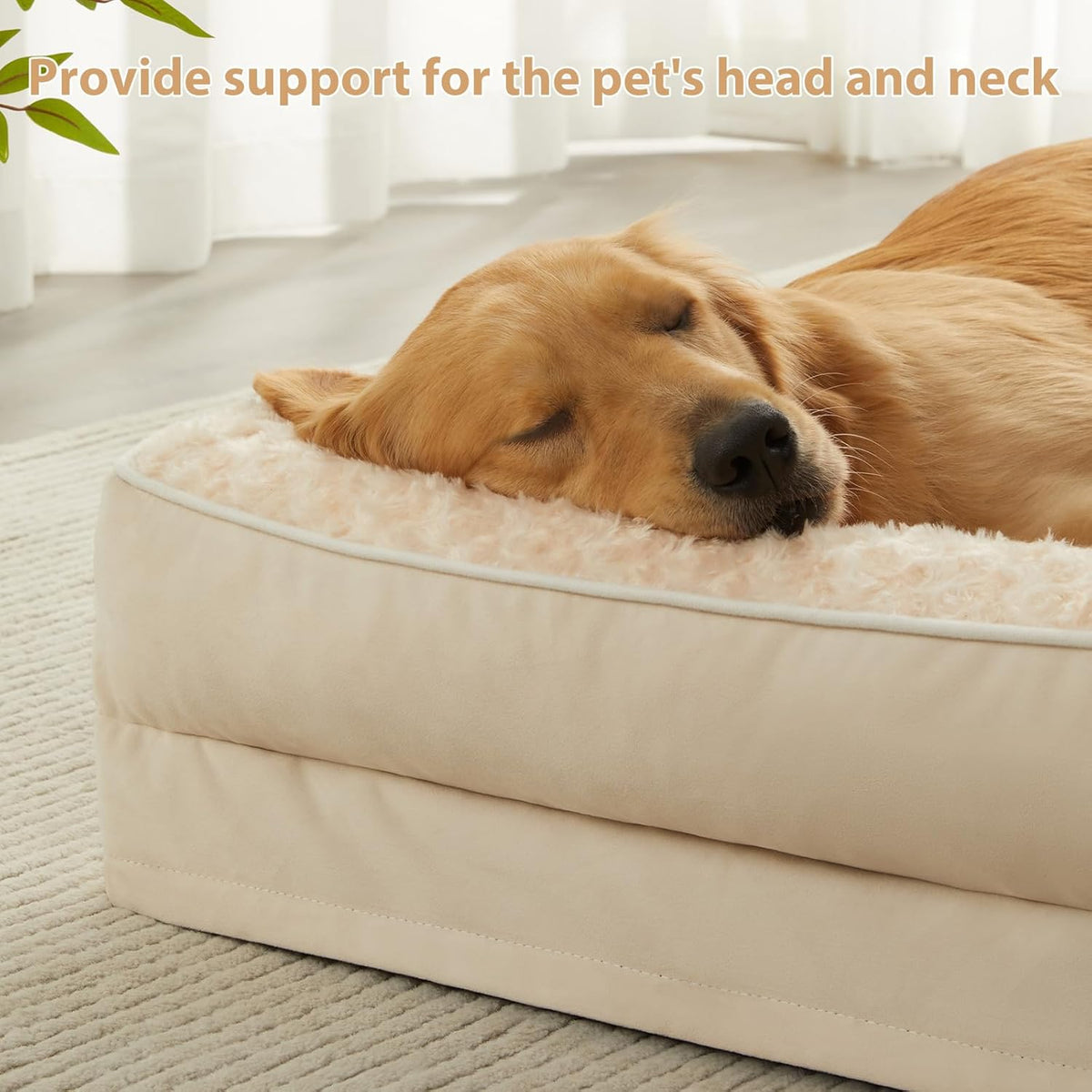 Orthopedisch Hondenbed – Hondenmand – Huisdierbed – Sofa Voor Honden – Grote Hond – Extra Comfort – Waterdicht Met Afneembare Wasbare Hoes – Anti-Slip Onderzijde – Beige 107x76x19 cm