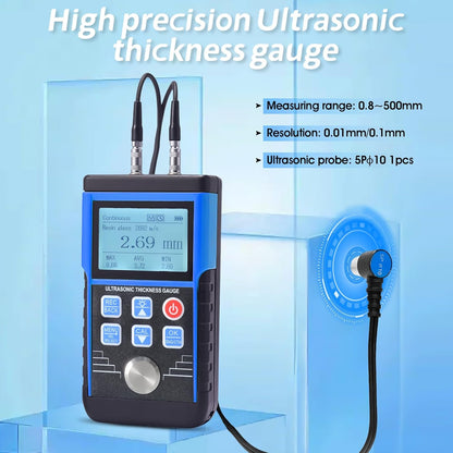 Digitale ultrasone diktemeter, diktemeter met 1,2-200 mm bereik/0,1 mm resolutie, nauwkeurige dieptemeter met 10 geluidssnelheidsmetingen