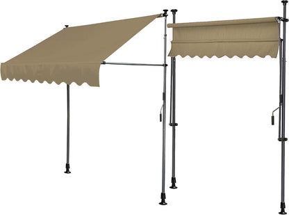 QUICK STAR klemluifel 250x130cm beige balkonluifel zonwering terrasoverkapping in hoogte verstelbaar van 200-290cm luifel balkon zonder boren