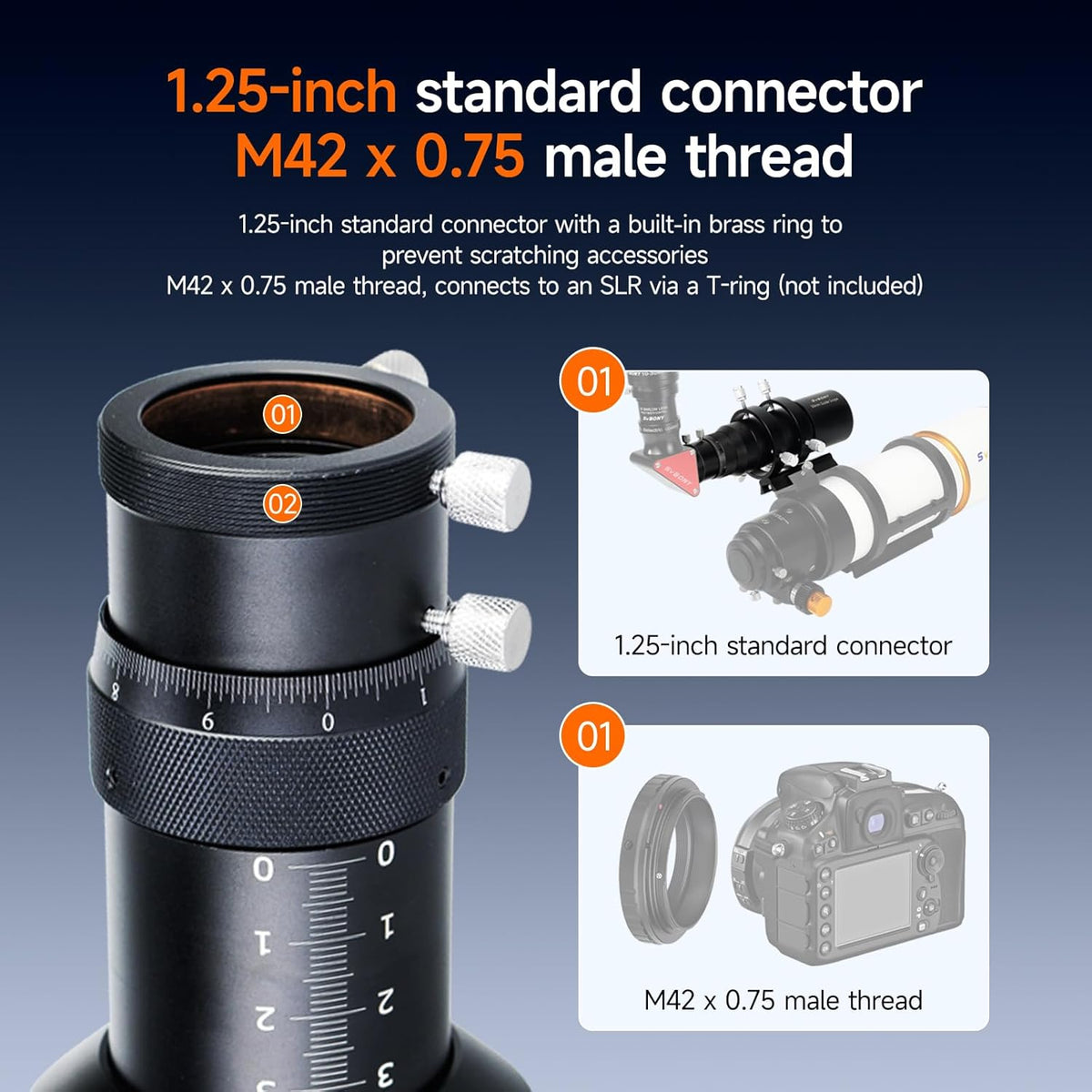 Svbony SV106 Guide Scope 60mm, F4 Zoeker met Spiraalvormige Focuser voor Begeleiden Vinden Sterren, Compatibel met ZWO QHY Auto Guide Camera