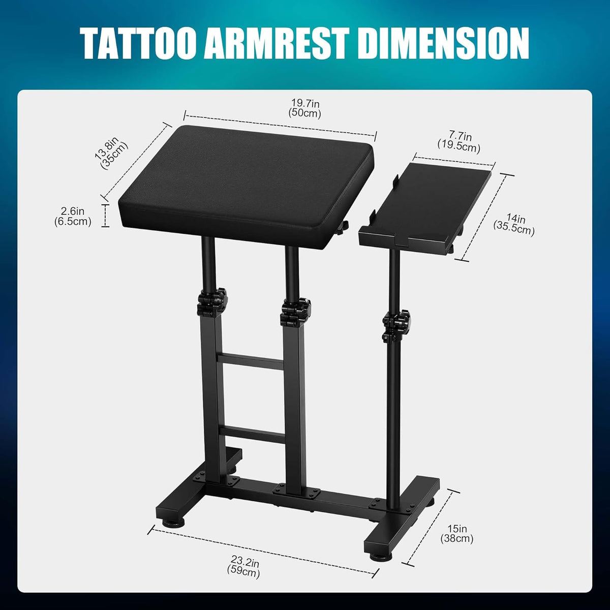 POARMEEY XXL Tattoo Armsteun Stand met Verstelbare Tattoo Tray voor iPad Professionele Oversized Armsteun en Houder Stand Combinatie