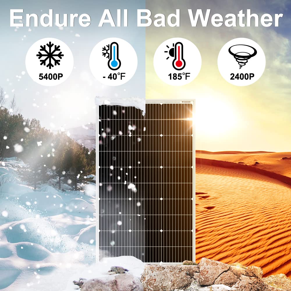 100W Zonnepaneel – Monokristallijn Paneel – Solar Module – Camping Zonnepaneel – 12V Oplader – Gehard Zonneglas – Voorgeboorde Gaten Montagemogelijkheid