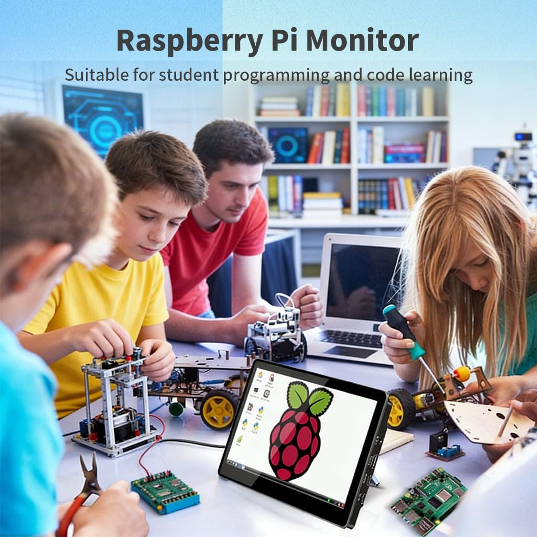 10.1 Inch Touch Screen Mini Monitor, IPS 1280×800 USB-C HDMI Portable Secondary Display with Stand and Speaker, USB C for PC Laptop Grater PI AIDA64 STEM DIY - QUORE