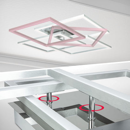 B.K.Licht I LED Frame lamp I dimbare Smart Plafondlamp I WiFi I plafoniere met App en afstandsbediening I CCT en RGB I dimbaar I 48 Watt I 4800 lumen I Chroom-Aluminium I plafondlampen I plafonniere