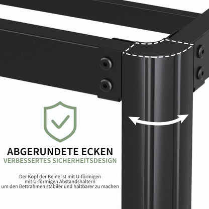 Metalen Bed 140x200 cm met Ronde Poten, Hoogte 36cm Jeugdbed Frame met Metalens Lattenbodem, Zwart