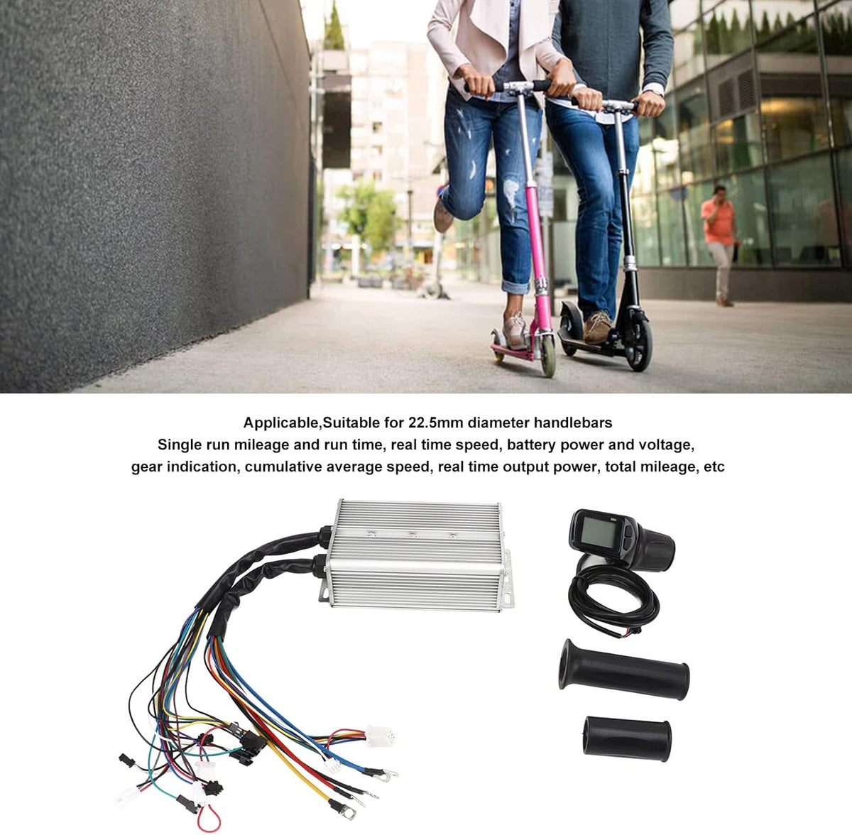 Topyond 48V 60V 1500W Electric Scooter Controller with S886 Half Twist Throttle Panel Set Electric Bike Conversion Kit for Electric Scooters