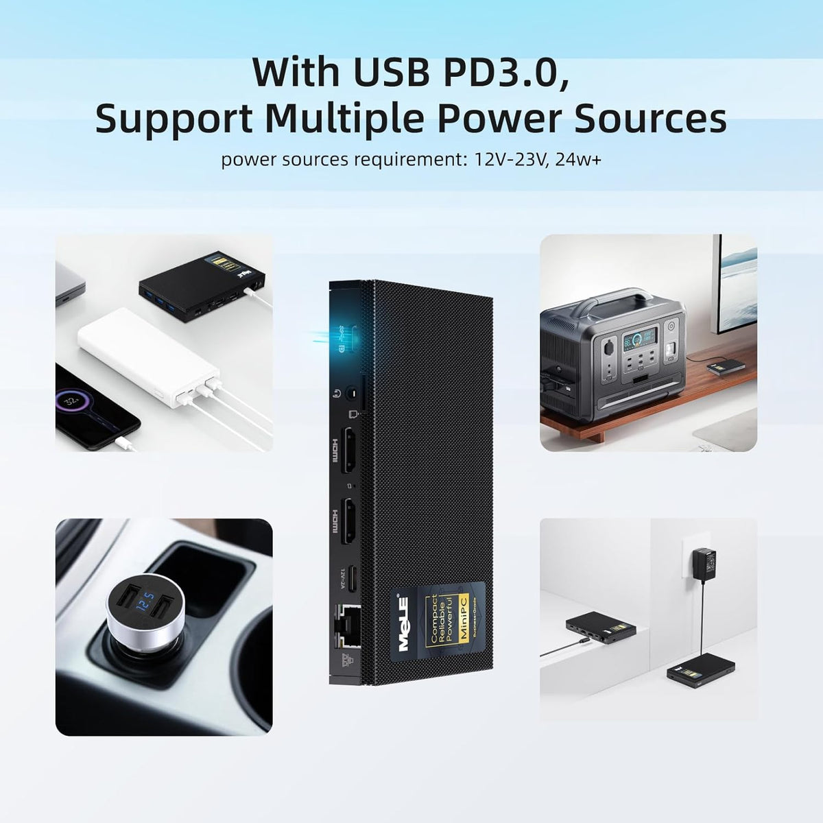 MeLE Quieter3C Fanless Mini PC N5100 8 GB geheugen 128 GB opslag, ultradunne, stille en draagbare desktopcomputer met volledige functie USB-C, Gigabit Ethernet, IPXE, PD3.0, automatisch inschakelen