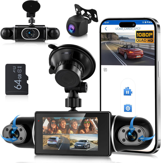 Dashcam – Autocamera – Auto Camera – Parkeercamera – 4 Camera's – 2K Voorcamera – 8 IR Nachtzicht