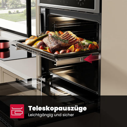 Inbouwoven – Elektrische Oven – Heteluchtoven – Ovenset – Keukenoven – 70 Liter Inhoud – Drievoudig Gehard Glas