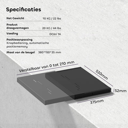 Gemotoriseerde schuifbak voor ultrakorte projectorprojector, intelligente schuifregelaar voor UST-lasertv | Uitbreiden tot 150 inch | Automatisch intrekbare telescopische |