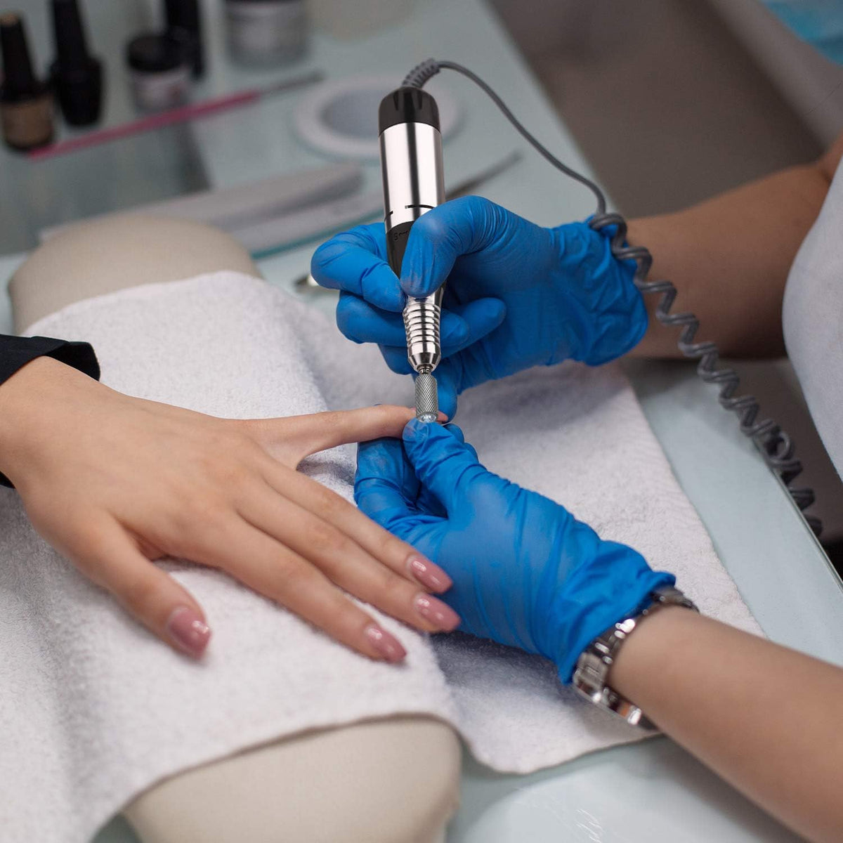 JSDA JD 400 Premium Nagelfrees voor gelnagels met professionele snelheid van 30.000 tpm, gelnagelfrees voor gelnagels, elektrische nagelfrees, incl. 4