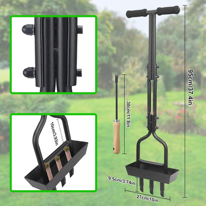 Gazonbeluchter - Verticuteerhark - Verticuteermachines - Tuinwals - Grashark - Gazongereedschap - met Bodemkern Opbergbak - Handmatige Kernbeluchter - voor Buiten - Tuin - Tuinonderhoud - 27 x 95 cm - Zwart