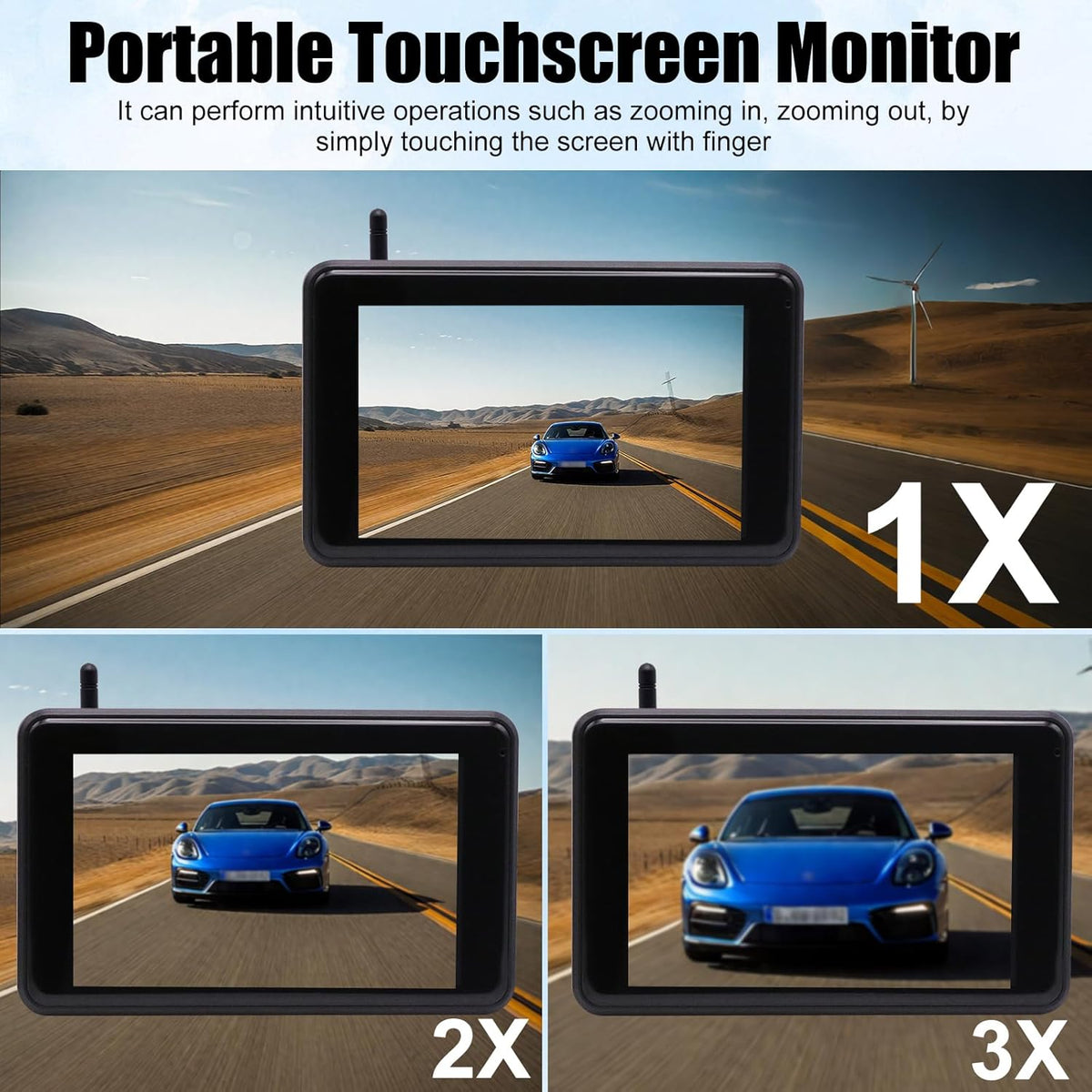 Draadloze achteruitrijcamera, 9600 mAh, magnetische achteruitrijcamera, draadloos, 5 inch draadloze achteruitrijcameraset, IP67 waterdicht, 1080p HD nachtzicht, voor caravan, vrachtwagen, auto, camper