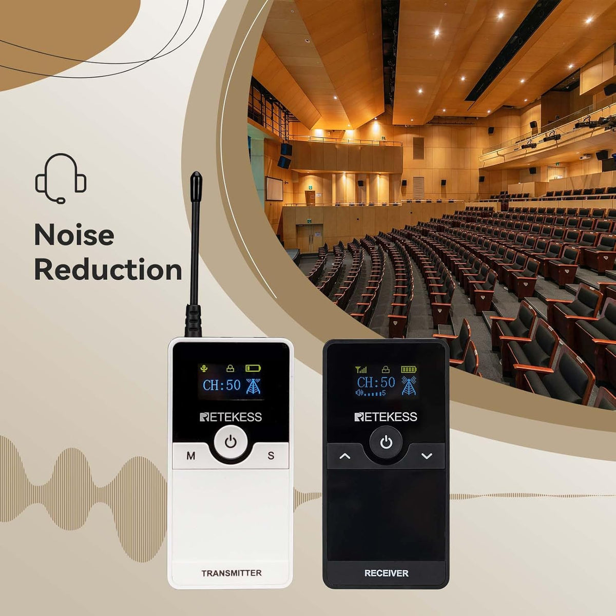 Retekess TT116 Tourgidssysteem, 200 m Audiodescriptiesysteem, Volledige Ruisonderdrukking, voor Toerisme, Fabrieksrondleidingen, Conferenties, Colleges, Trainingen