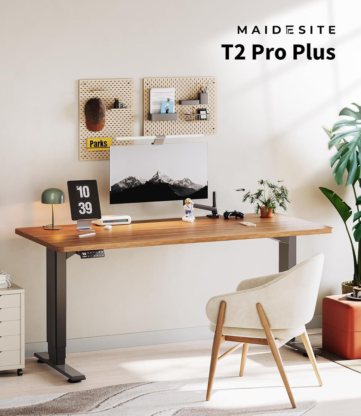 Maidesite Height Adjustable Electric Desk Height Adjustable Table Frame,Suitable for All Common Tabletops,3-Stage Lifting Legs(Black) - QUORE