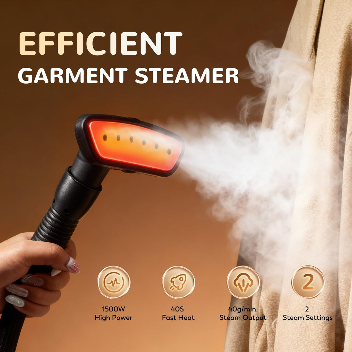 CGOLDENWALL Verticale kledingstomer, 1500 W, waterreservoir van 2,9 liter en 2 stoominstellingen, snel opwarmen in 40 seconden, constante stoom