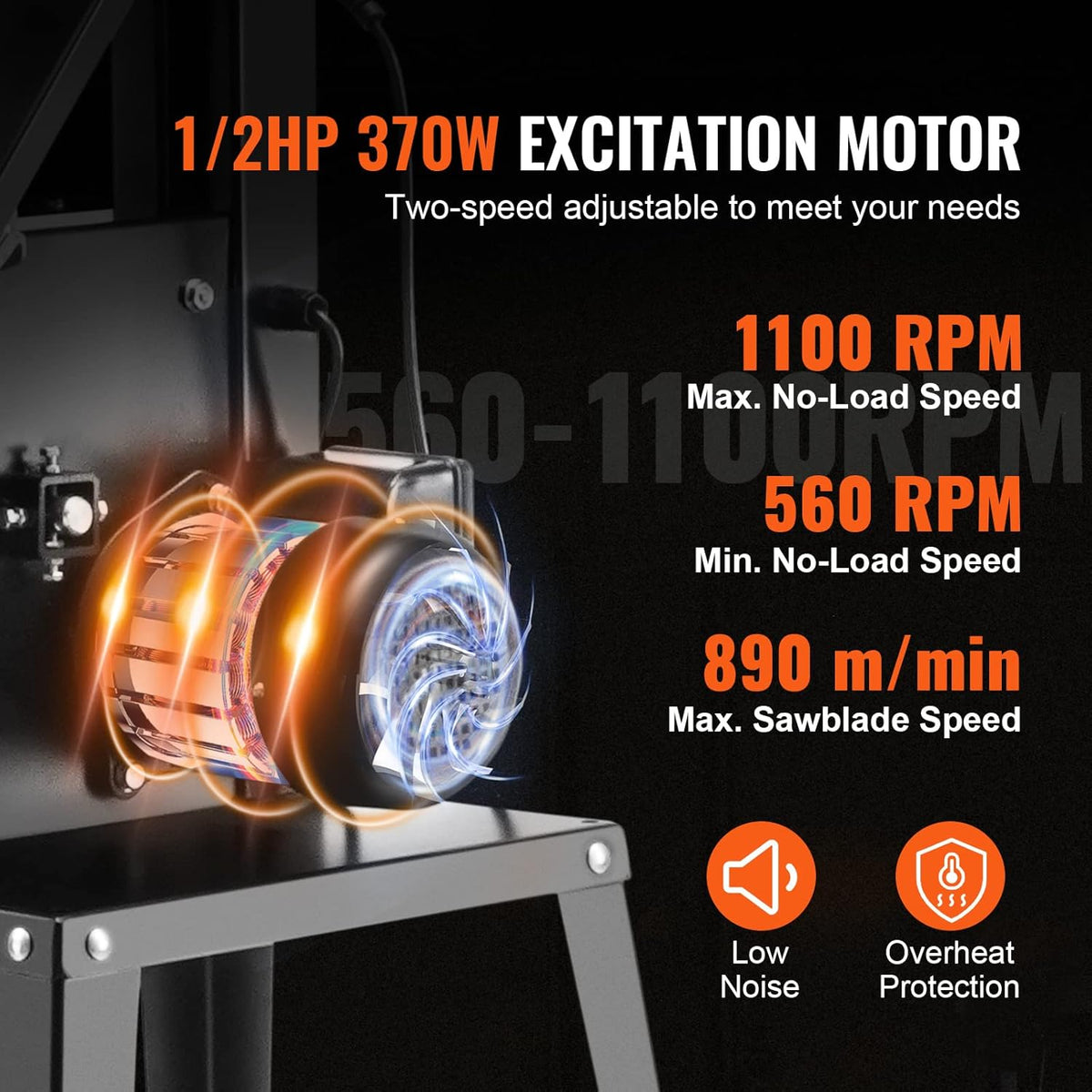 VEVOR Benchtop Band Saw 10 Inch Dual-Speed (560 & 1100 RPM) 370W 1/2HP Motor Including Metal Stand, Work Light, Fence and Mitre Gauge for Wood, Aluminium, Plastic Crafts