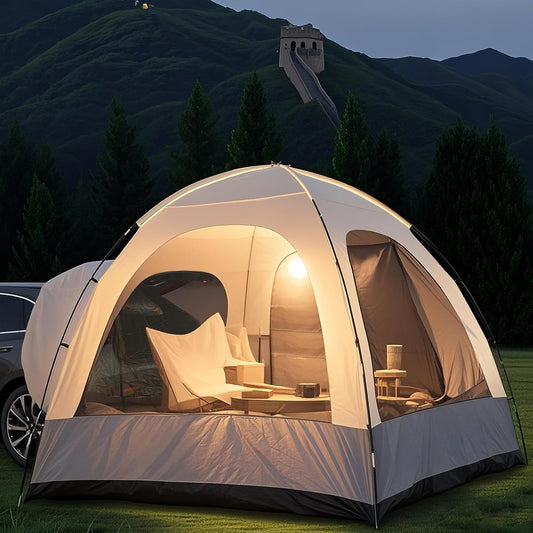 6-Persoons Auto Tent met Waterdicht Dak, Grote Autotent Voor SUV 300x300x220 cm, met 3000 mm waterkolom. Polyester Achtertent Voertuig, Perfect Voor Kamperen/Autoreizen/Festivals.