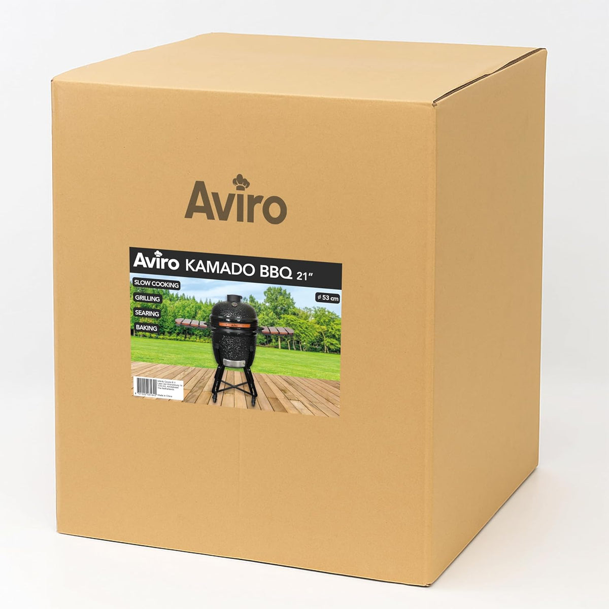 Aviro Kamado BBQ Egg XL - 21,6 Inch - Inclusief Hoes - Tot 10 Personen - Houtskoolbarbecue - Ø 46 CM - Zwart