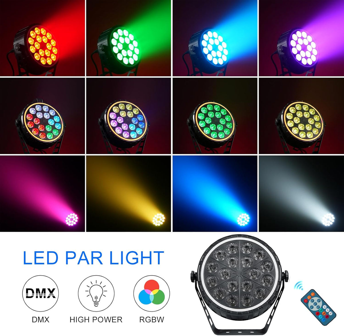 Parlicht – Podiumverlichting – DJ Licht – Disco Lamp – Feestverlichting – 100W RGBW 4-in-1 LED – Geluidsgestuurd Met DMX512 & Afstandsbediening