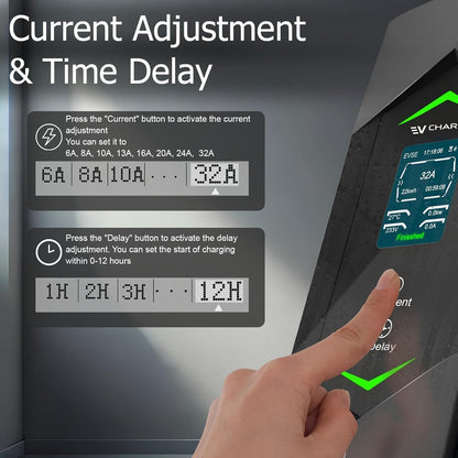 Laadkabel Type 2 – EV Oplaadkabel – Elektrische Auto Kabel – Snellader Kabel – Plug-in Hybride Kabel – 22 kW 3-Fase – Instelbare Stroomsterkte Met Digitaal Display