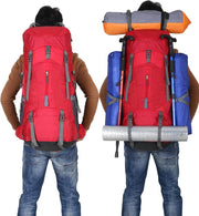 Wandelrugzak - Kampeertas - Trekking rugzak - Camping Essentials Tas - met Regenhoes - 70L - Lichtgewicht - Waterdichte - Nylon - Rood