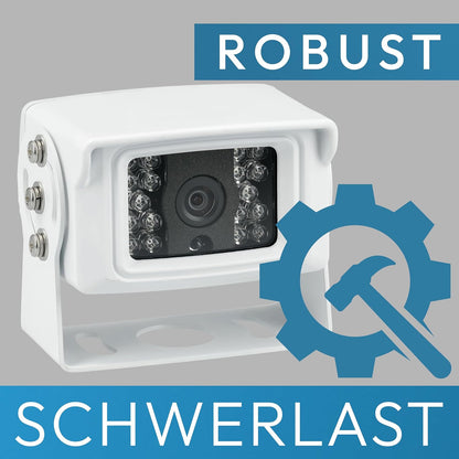 VSG 24 23132 Transporter achteruitrijcamera, Heavy Duty, camera incl. adapterkabel, 600TV resolutie, nachtzicht, 120° hoek, 12 V, IP67 - wit